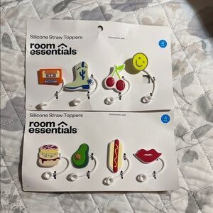 Room Essentials Multicolor Silicone Straw Toppers - Fun Food & Icons